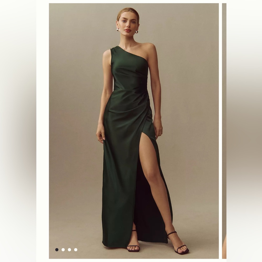 BHLDN Scottie Forest Green One-Shoulder Gown
